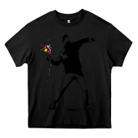 Black banksy protester throwing flowers Heavy Core Tee - lanVoArt