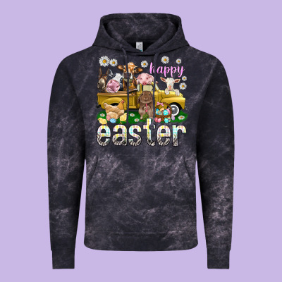 Happy Easter Truck With Farm Animals Easter Day Vintage Hoodie Designed By Howdyjamesfarm