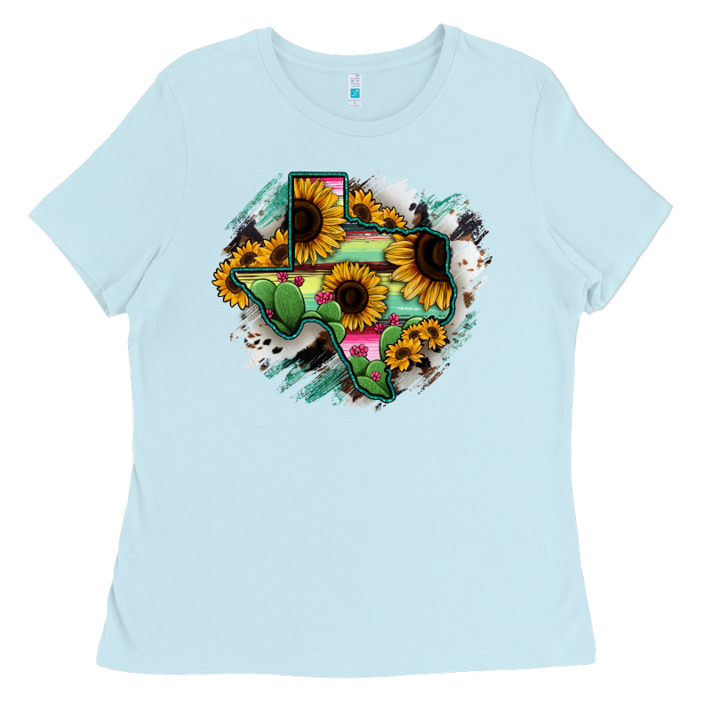 Texas Map Sunflower Cactus Serape Ladies Tee by RanaPortraitStore | Teevron