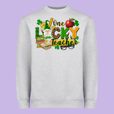 One Lucky Teacher Heavyweight Sweatshirt Designed By Fadigitalartstudio
