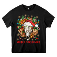 Black Merry Christmas With Bull skull Heavy Core Tee - BundleAndBundleShop