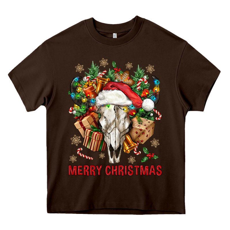 Merry Christmas With Bull Skull Heavy Core Tee by BundleAndBundleShop | Teevron