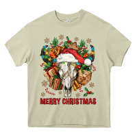 Mossy Merry Christmas With Bull skull Heavy Core Tee - BundleAndBundleShop
