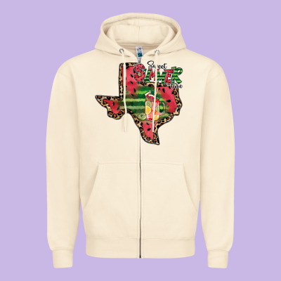 Sweet Summer Time Texas Zipper Hoodie Designed By Cowhidedigitalart