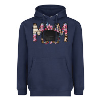 Navy mom hockey flower Heavyweight Hoodie - RacoonDesign