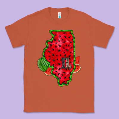 Illinois Watermelon Classic Tee Designed By Racoondesign