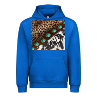 Cobalt leopard and cowhide gemstone leather Urban Hoodie - BarkalooDesign