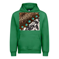 Emerald leopard and cowhide gemstone leather Urban Hoodie - BarkalooDesign