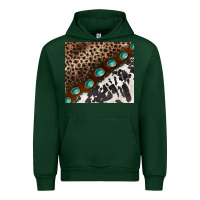 Forest Green leopard and cowhide gemstone leather Urban Hoodie - BarkalooDesign
