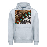 Heather Grey leopard and cowhide gemstone leather Urban Hoodie - BarkalooDesign