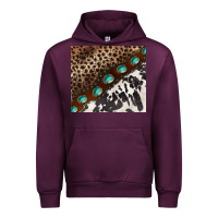 Mauve Wine leopard and cowhide gemstone leather Urban Hoodie - BarkalooDesign