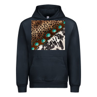 Navy leopard and cowhide gemstone leather Urban Hoodie - BarkalooDesign