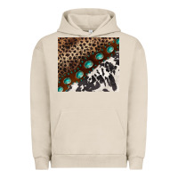 Leopard And Cowhide Gemstone Leather Urban Hoodie | Teevron