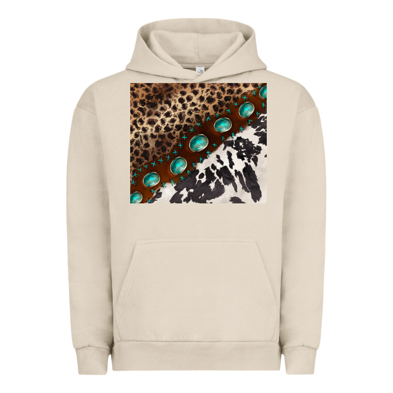 Leopard And Cowhide Gemstone Leather Urban Hoodie by BarkalooDesign | Teevron