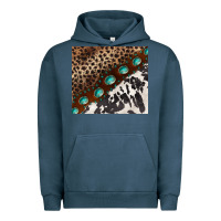 Pigment Midnight Navy leopard and cowhide gemstone leather Urban Hoodie - BarkalooDesign