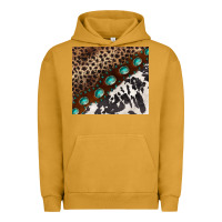 Pigment Peanut Butter leopard and cowhide gemstone leather Urban Hoodie - BarkalooDesign