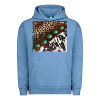 Pigment Pebble Blue leopard and cowhide gemstone leather Urban Hoodie - BarkalooDesign