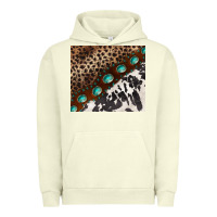 Pigment Pistachio leopard and cowhide gemstone leather Urban Hoodie - BarkalooDesign