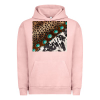 Pigment Salmon leopard and cowhide gemstone leather Urban Hoodie - BarkalooDesign