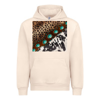 Sandshell leopard and cowhide gemstone leather Urban Hoodie - BarkalooDesign