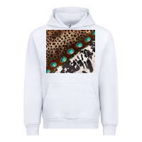 White leopard and cowhide gemstone leather Urban Hoodie - BarkalooDesign