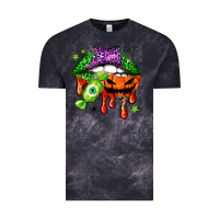 Cloud Black Halloween lips Vintage Tee - NancyCooperArtShop