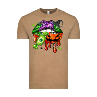 Vintage Coffee Halloween lips Vintage Tee - NancyCooperArtShop