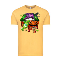 Vintage Mustard Halloween lips Vintage Tee - NancyCooperArtShop