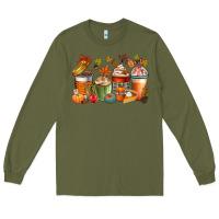 Army Green fall coffee cups Long Sleeve Tee - CowGirlArtShop