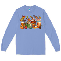 Colony Blue fall coffee cups Long Sleeve Tee - CowGirlArtShop