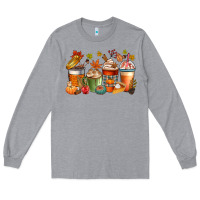 Heather Grey fall coffee cups Long Sleeve Tee - CowGirlArtShop