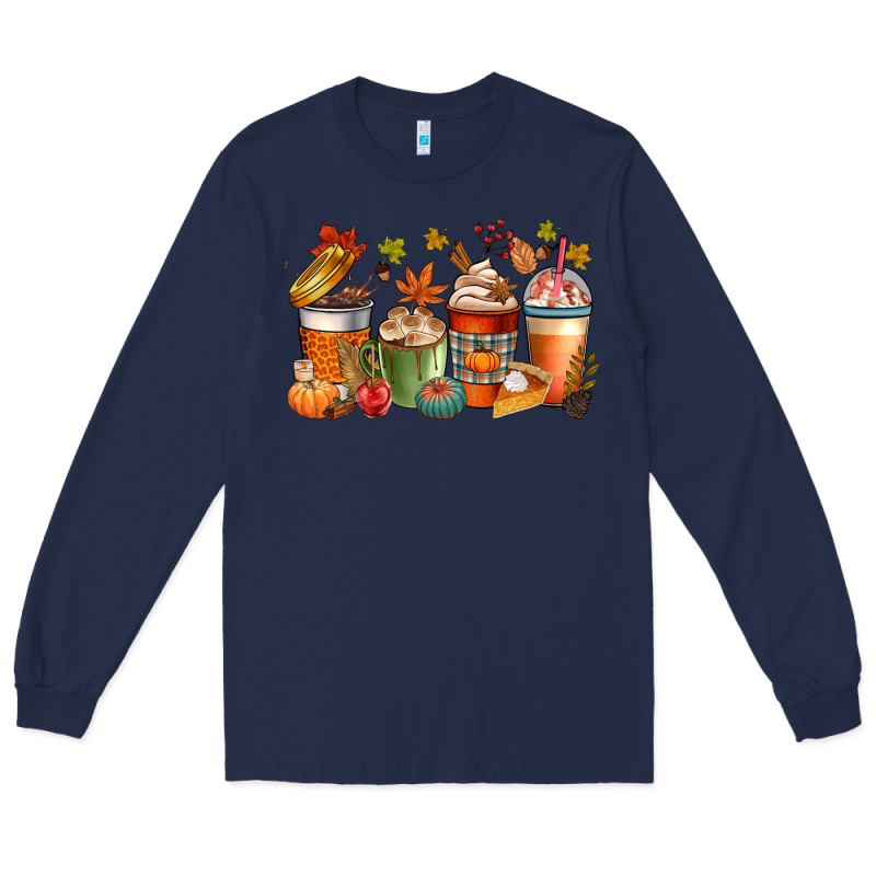 Fall Coffee Cups Long Sleeve Tee by CowGirlArtShop | Teevron