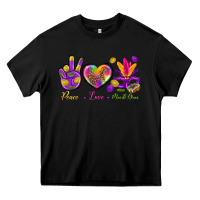 Black Peace Love Mardi Gras Heavy Core Tee - BundleAndBundleShop