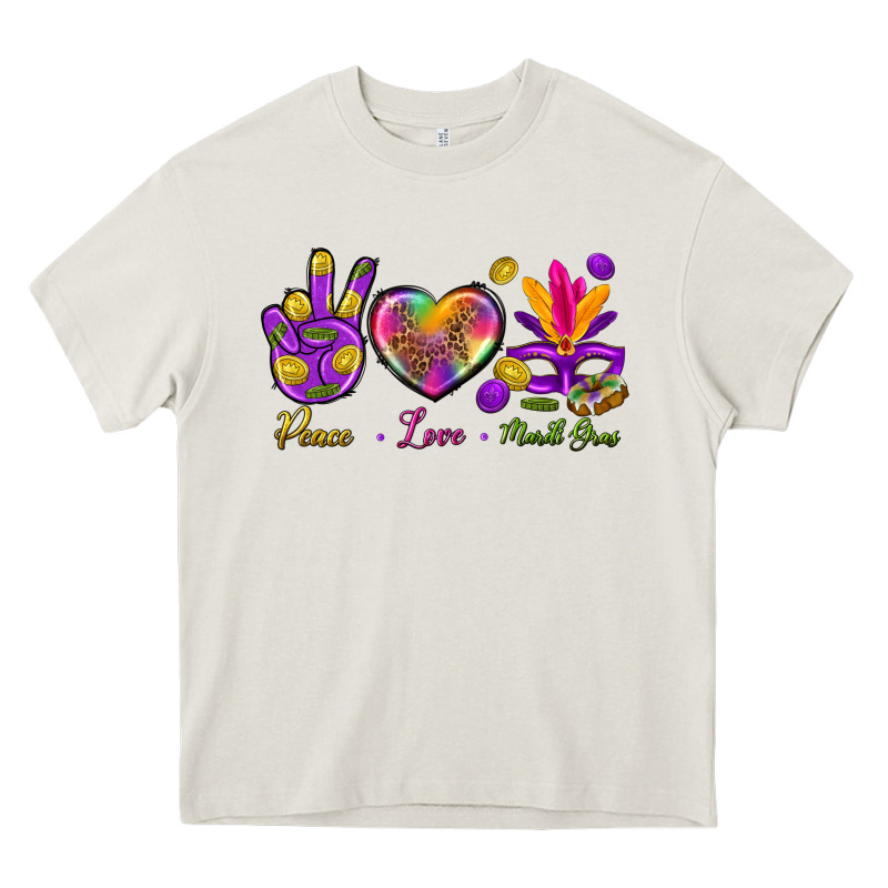 Peace Love Mardi Gras Heavy Core Tee by BundleAndBundleShop | Teevron