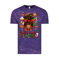 Cloud Purple santa's favorite teacher afro messy bun Vintage Tee - texasbilliewilder