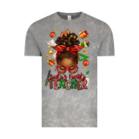 Santa's Favorite Teacher Afro Messy Bun Vintage Tee | Teevron