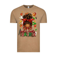 Vintage Coffee santa's favorite teacher afro messy bun Vintage Tee - texasbilliewilder