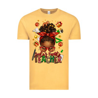 Vintage Mustard santa's favorite teacher afro messy bun Vintage Tee - texasbilliewilder