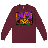 Burgundy jack o' lantern pumpkin Long Sleeve Tee - Jasminsmagicworld