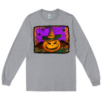 Heather Grey jack o' lantern pumpkin Long Sleeve Tee - Jasminsmagicworld