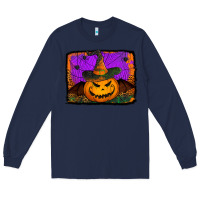 Navy jack o' lantern pumpkin Long Sleeve Tee - Jasminsmagicworld