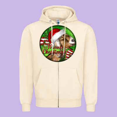 Nubian Goat Christmas Zipper Hoodie Designed By Lillyallendesigns