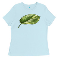 Baby Blue Golden Pothos Leaf Ladies Tee - LillyAllenDesigns