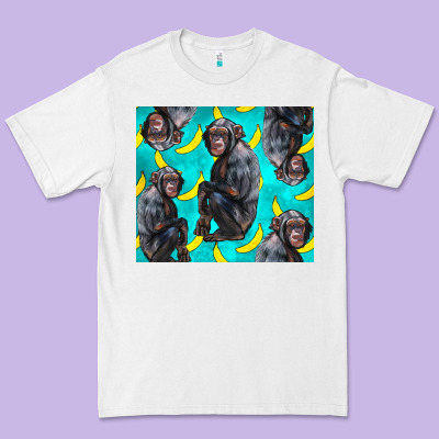 Chimpanzee And Banana Premium Tee Designed By Lillyallendesigns