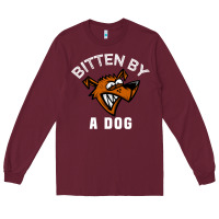 Burgundy bitten by a dog angry dog bite funny gift Long Sleeve Tee - lanVoArt