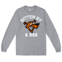 Heather Grey bitten by a dog angry dog bite funny gift Long Sleeve Tee - lanVoArt