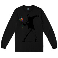 Black banksy protester throwing flowers Long Sleeve Tee - lanVoArt