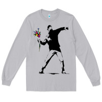 Moon Dust banksy protester throwing flowers Long Sleeve Tee - lanVoArt
