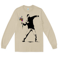Mushroom banksy protester throwing flowers Long Sleeve Tee - lanVoArt