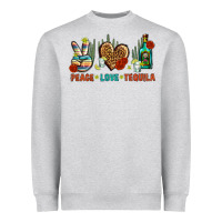 Heather Grey Peace Love Tequila Heavyweight Sweatshirt - BundleAndBundleShop